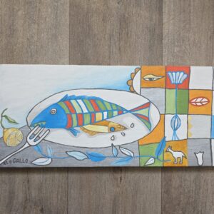 Nr.1 Pesci e Vino, 1997 Öl auf Leinwand 17x46,5 cm